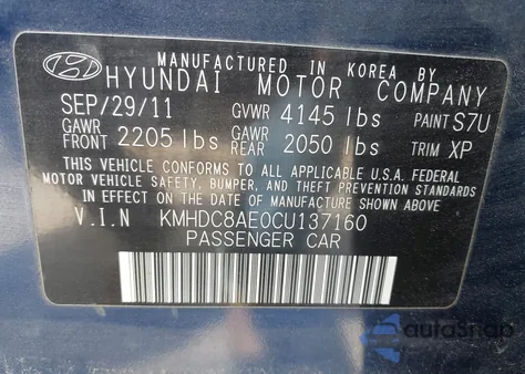 2012 Hyundai Elantra Touring Gls from USA, damaged, VIN KMHDC8AE0CU137160